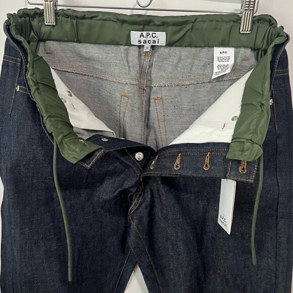A.P.C. x Sacai Edition Indigo & Green Haru Jeans - Khaki. Size: M. NWT - Picture 13 of 16